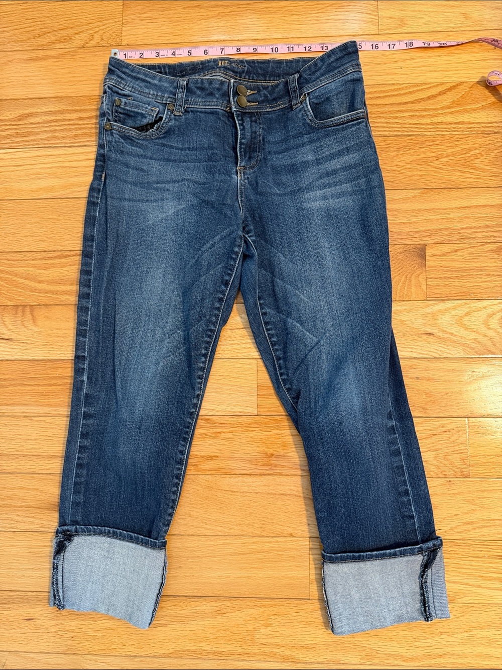 Kut from the Kloth Medium Blue Rolled Cuff Cropped Jeans
